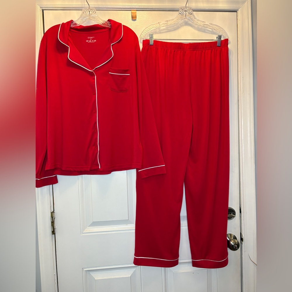 Primark Red Pajama Set Soft Cozy Holidays Leisure-wear Size‎ Large